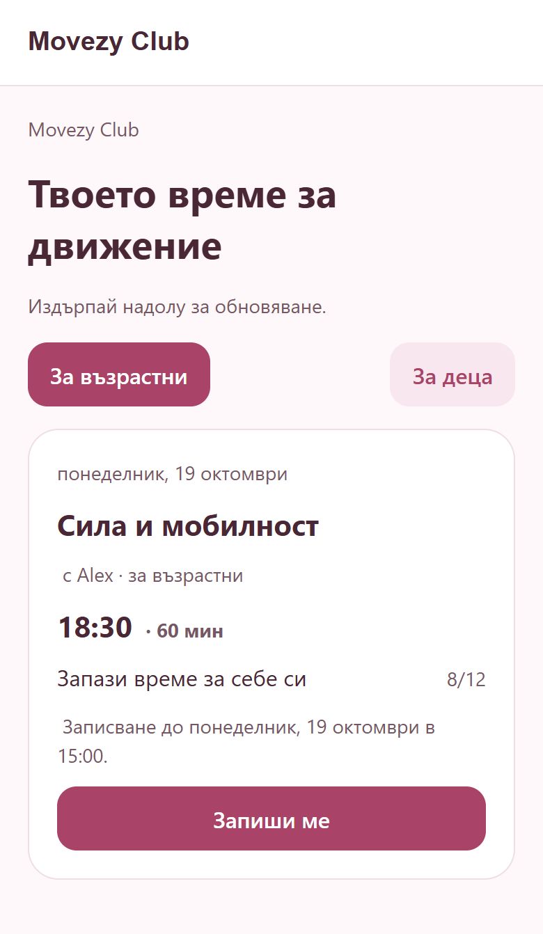 Илюстративен график на тренировки с примерни данни