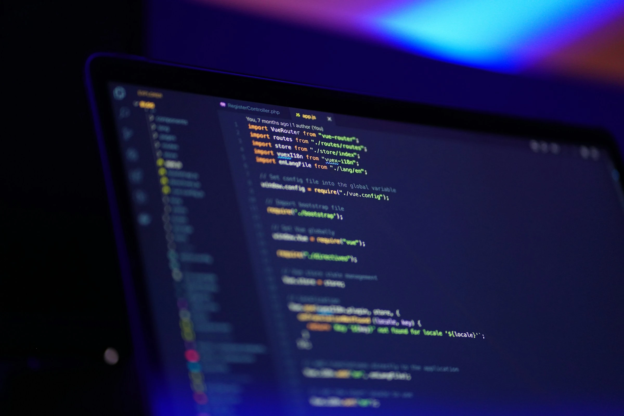 Code editor on a desktop monitor