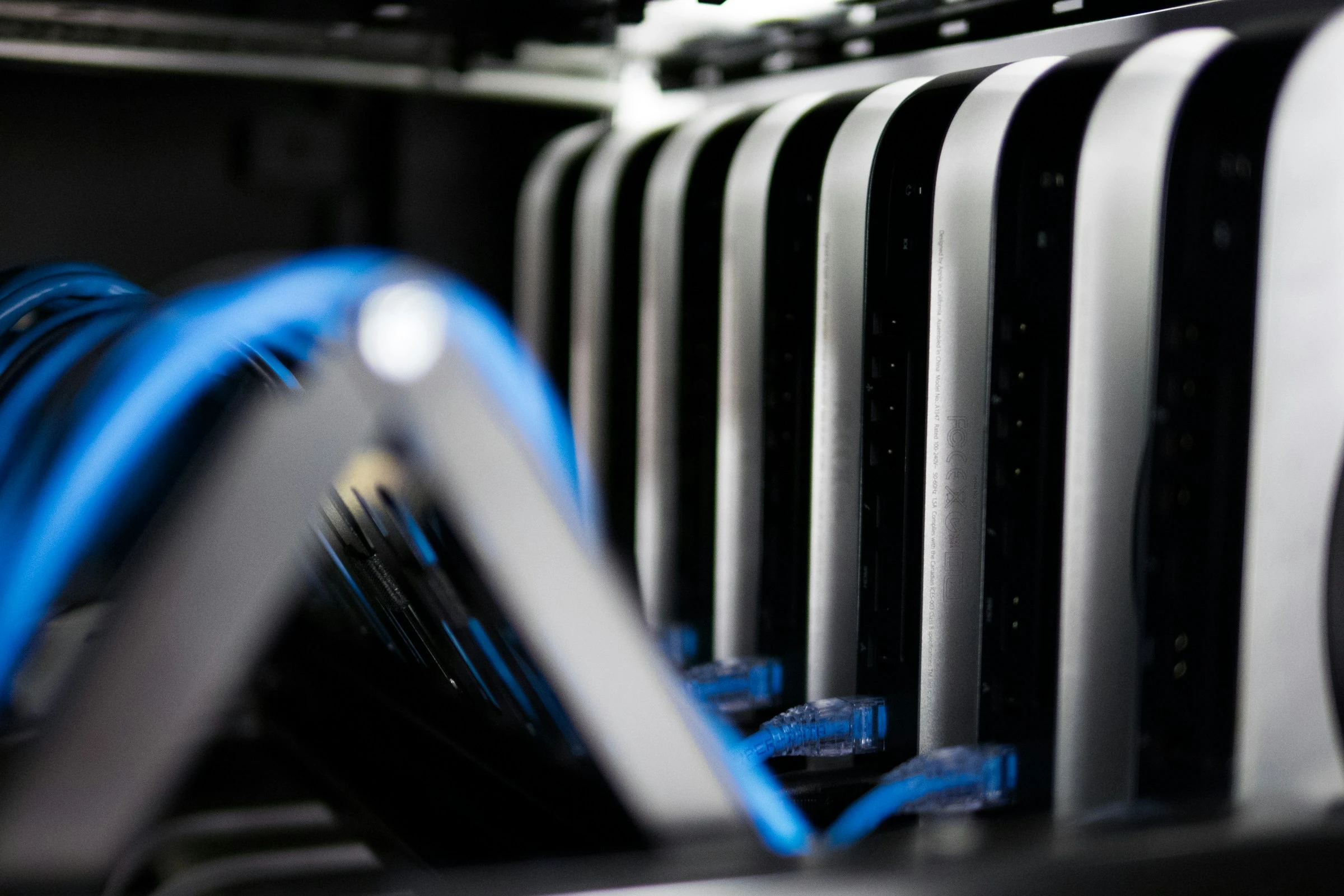 Server equipment with network cables