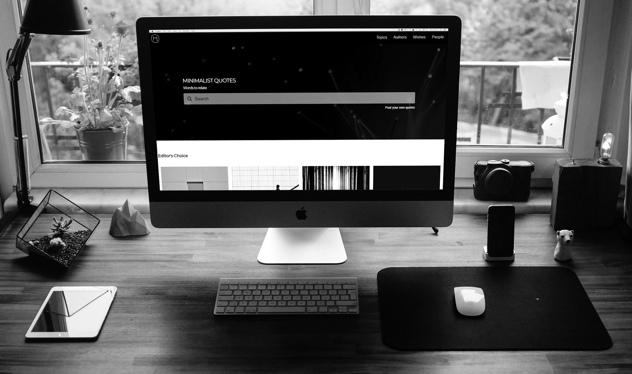 Desktop computer displaying a website layout